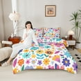 thumbnail image 4 of Manfei Boho bohemian Print Bedding Comforter Set,Cartoon Floral Twin Comforter Sets,Multicolor Flower Bedding Set,Breathable Bedroom Decorative Reversible,2-Piece, 4 of 8