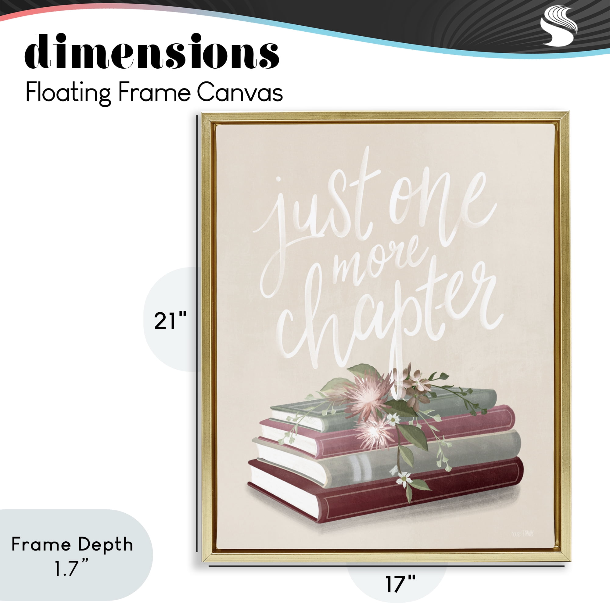 Stupell Industries One More Chapter on Beige Gold Framed Floater Canvas Wall Art, design by House Fenway