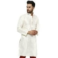 thumbnail image 4 of SKAVIJ Men's Tunic Top Art Silk Long Kurta Indian Wedding Casual Shirt X-Large Off-White, 4 of 6