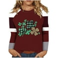 thumbnail image 2 of TrendVibe365 St Patricks Day Womens Long Sleeve Shirts Plus Size Green Plus Size with Crew Neck Polyester Casual St. Patricks Day Blouse Tops for Irish Themed Gifts 2XL, 2 of 5