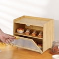 thumbnail image 7 of M optimized Double Layer Large Bread Box for Kitchen Counter, Large Capacity Bread Storage Container Farmhouse Bread Box with Window Bread Holder, 15.35"x 9.84"x 12.71", 7 of 7