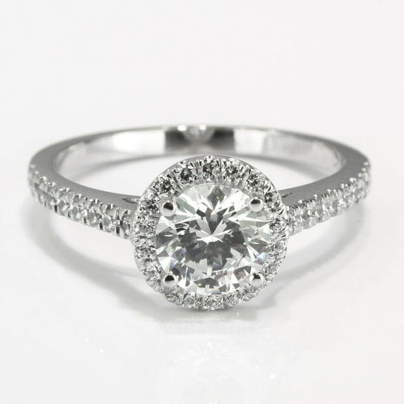 Solitaire With Accents Engagaement Ring, Halo Pave Set Women's Wedding Ring, 2 Ct Simulated Round Cut Diamond, 925 Sterling Silver, Luxury Party Wear Ring For Her, Promise Proposal Ring