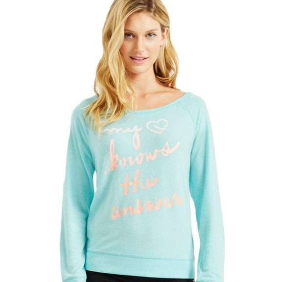 Aeropostale Womens LLD Heart Sweatshirt, Blue, Juniors, X-Large