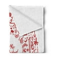 thumbnail image 2 of Christmas Soft Flannel Fleece Throw Blanket, Vintage Merry Xmas Wreath Several Noel Yule and Ribbons Candles Bells Image, Cozy Plush for Indoor and Outdoor Use, 60" x 80", Red, by Ambesonne, 2 of 5