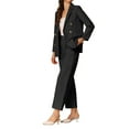 thumbnail image 4 of Women's Two Piece Sets Dressy Business Work Office Casual Outfits Blazer Pantsuits Sets L Black, 4 of 6