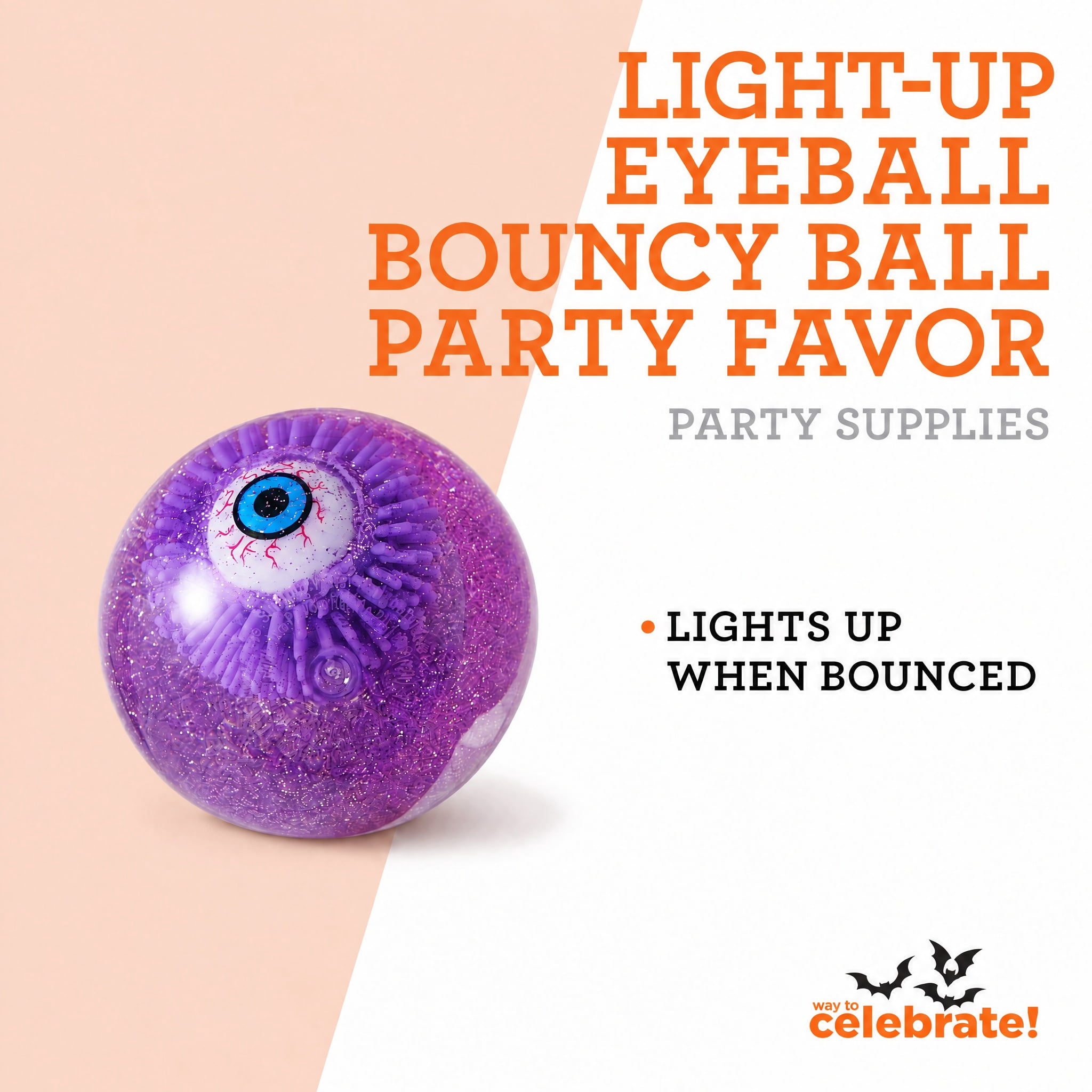 Light-Up Eyeball Bouncy Ball Party Favor, Purple, Halloween by Way To Celebrate