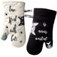 thumbnail image 1 of Kitchen Gloves Anti-Heat Oven Gloves Potholder and Glove for Cooking, Barbecue, Baking, Ivory and Black, Cat and Black Cat, Chatsa Lovers, 1 of 5