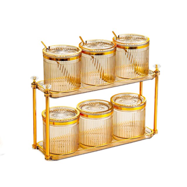 yuksok 2 Tier Condiment Jars Multipurpose Candy Nuts Dish for Holiday Wedding Fruit