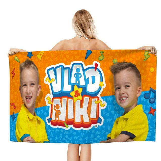 Vlad y Niki Toalla de playa de secado rápido con diseño temático, regalo para mujeres y niñas, ideal para cumpleaños, fans, amantes de la música, uso en la playa o al aire libre, 78 × 150 cm