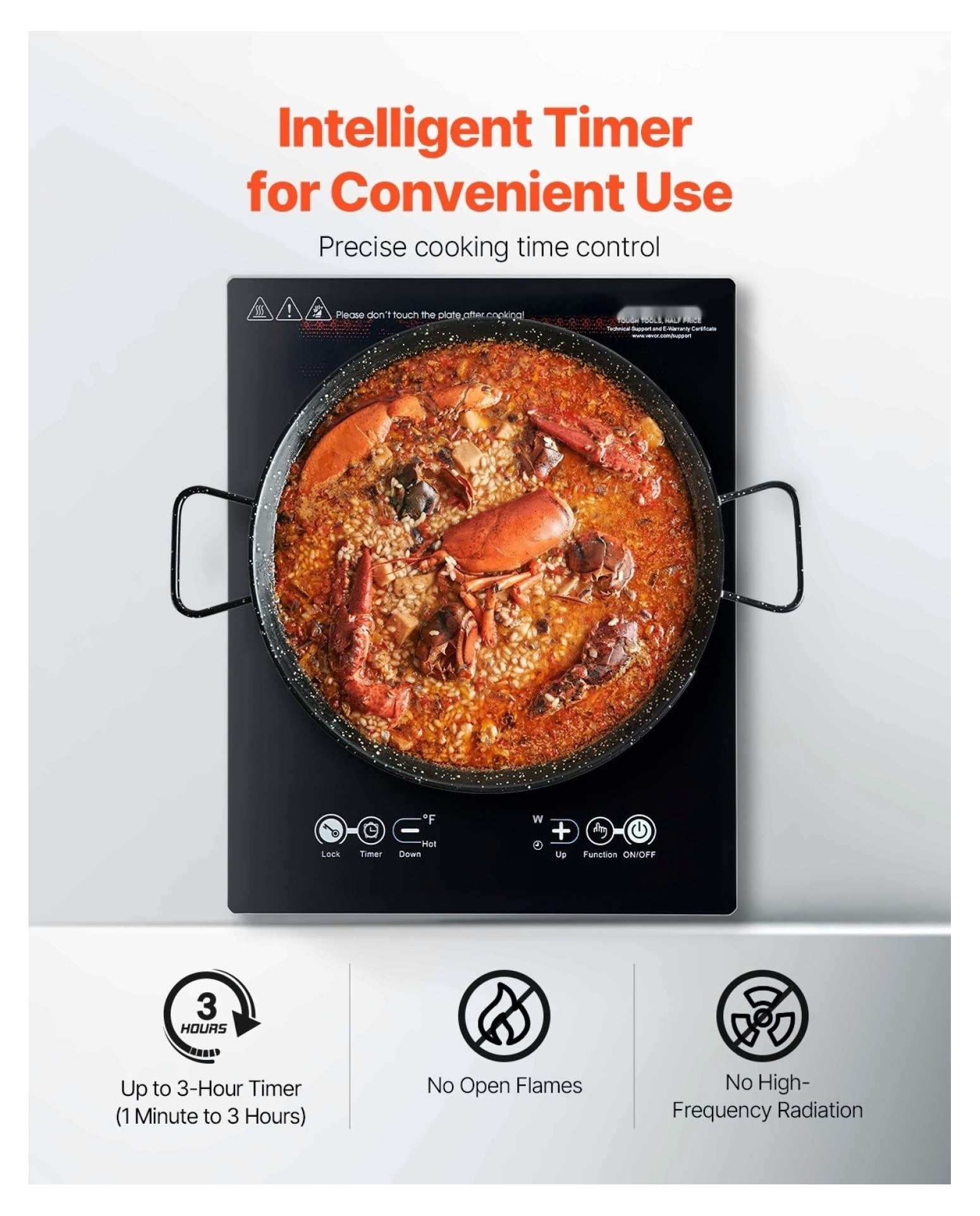 Portable Induction Cooktop 1800W - Countertop Burner with 9 Temp Levels - Hot Plate for Kitchen, RV, Camping - Fast & Efficient Cooking