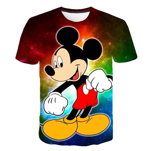 Camisetas de Anime Mickey Mouse 3D para niñas, ropa de dibujos animados para niños, disfraces de juegos, camisetas de la serie Disney, ropa para niños, camisetas 1-14 Y6M Gao Jinjia LED