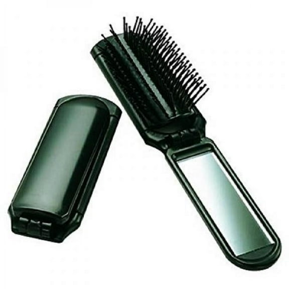 ultra folding hair brush with mirror