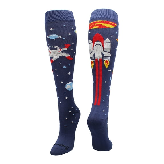 Astronaut Space Socks Over the Calf Length (Navy/Red/White, Medium)