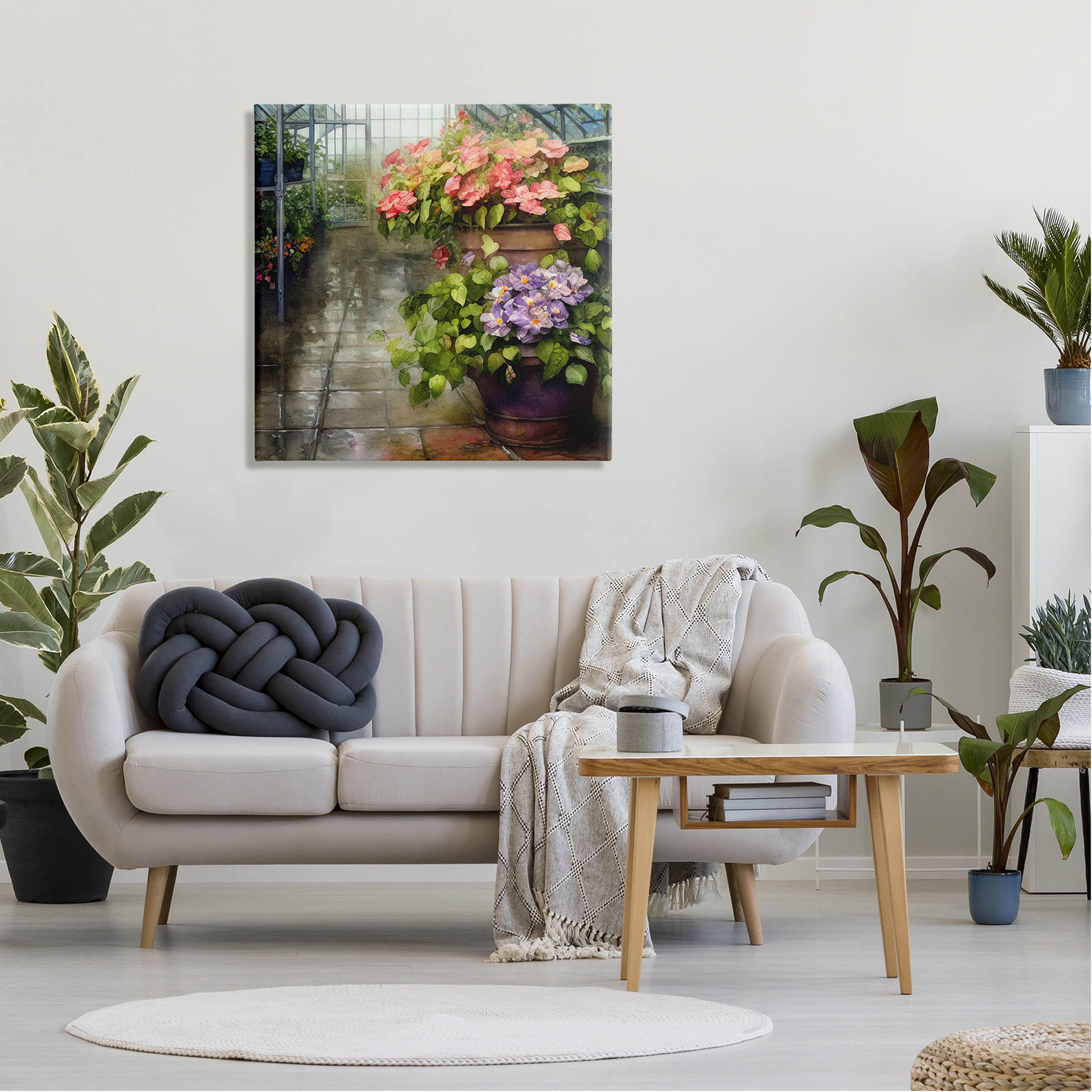 Spring Blossoms Greenhouse Garden Botanical & Floral Painting Gallery Wrapped Canvas Print Wall Art