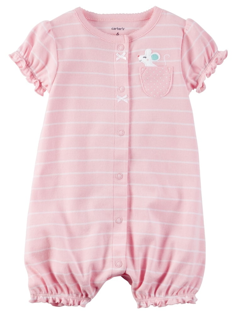 Carters Baby Clothing Outfit Girls SnapUp Cotton Romper Mouse Stripe