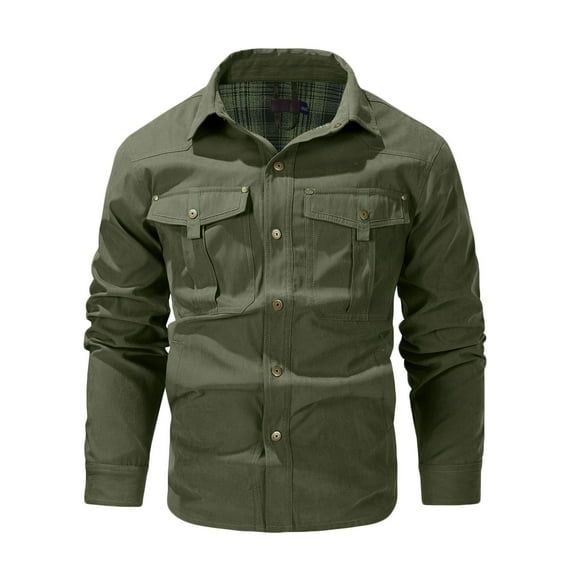 YYDGH Mens Flannel Lined Shirt Jacket Vintage Snap Button Western Jacket Rugged Outdoor Cowboy Shirts Jackets