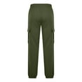thumbnail image 3 of ZQUUVOU Mens Jogger Cargo Pants Solid Color Pocket Drawstring Elastic Waist Trousers Olive Green, 3 of 6