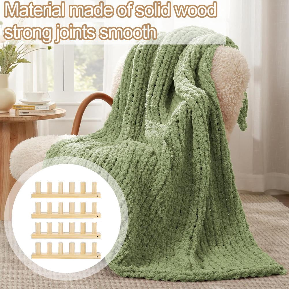 SharkTRUE Blanket Knitting Kit, Adjustable Wooden Weaving Frame with Tools, Large Knitting Board, Portable DIY Hand Weaving Peg Frame for Handcrafts Beginner Friendly Crafting Gift
