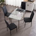 thumbnail image 2 of Ktaxon Modern 5 Piece Dining Table Set for 4, Glass Kitchen Table with 4 Highback Padded Upholstered Chairs for Dining Room, Kitchen, Family Dinners, Breakfast, Black, 2 of 7