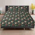 thumbnail image 2 of Flores de Navidad Juego de cama (3Pcs), Verde Rojo Una funda nórdica y dos almohadas, 2 of 9