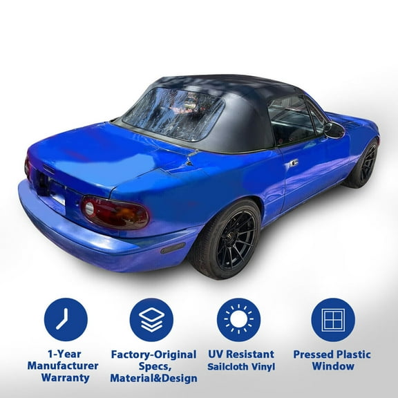 Convertible Soft Top w/ Plastic Clear Window For Mazda Miata 1990-2005 Black