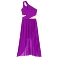 thumbnail image 4 of Linjinx Womens Elegant Modern Lyrical Dance Sleeveless Asymmetrical Flowy Long Maxi Dress Purple XL, 4 of 4