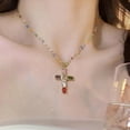 thumbnail image 6 of Artistic Cross Necklace with Colorful Diamonds Ideal for Personal Style, 6 of 7