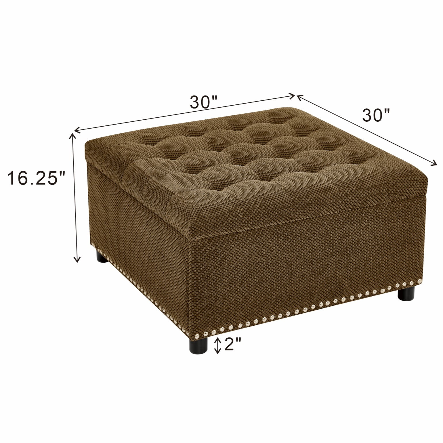 MOONMISS Square Storage Ottoman with Nailhead Trim , Upholstered Coffee Table for Bedroom Storage, Living Room Accent,Coffee