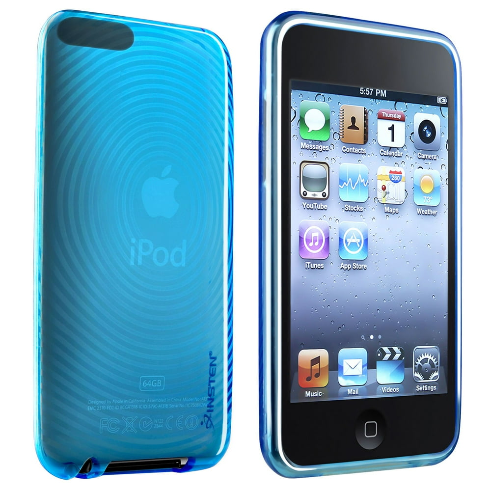 Insten TPU Rubber Skin Case For Apple iPod touch 2nd / 3rd Gen, Clear Blue Concentric Circle