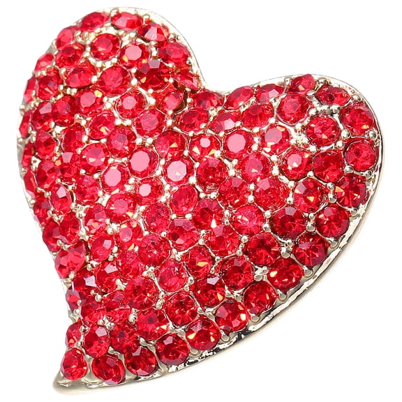 Hytrove Lightweight Red Rhinestone Brooch 1Pc Heart Shaped For Women
