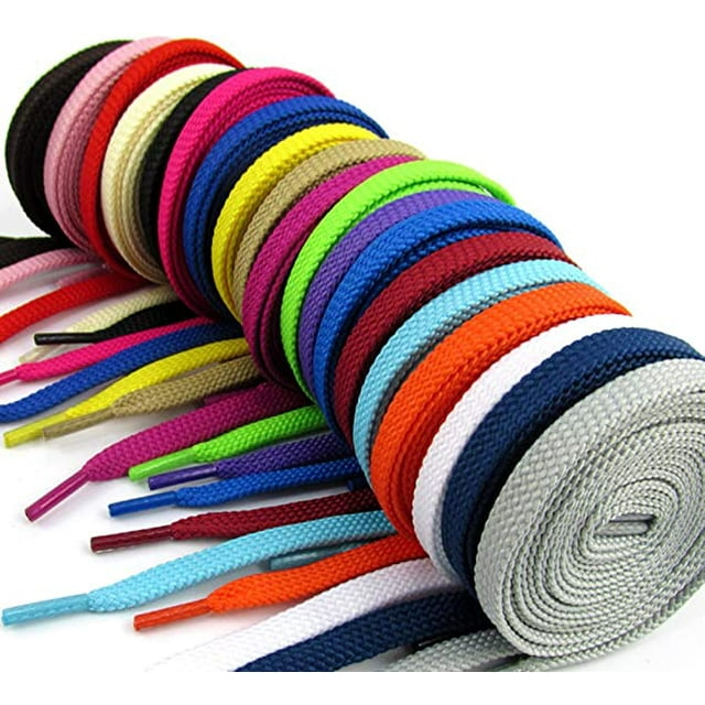 20 pares de cordones de colores planos para zapatillas de deporte, zapatos de skate, botas y zapatos deportivos (color aleatorio) 60 cm oso de fresa Producto electrónico