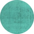 thumbnail image 1 of Ahgly Company Machine Washable Indoor Round Oriental Turquoise Blue Industrial Area Rugs, 4' Round, 1 of 4