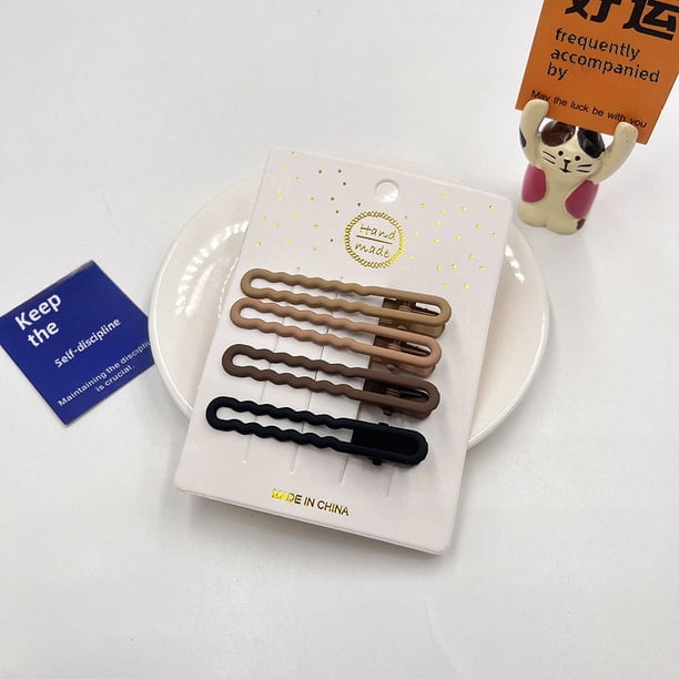 Pinza para el pelo de metal sencilla de estilo marrón para niños, pinza para el pelo rota, pinza para el pelo de pico de pato, pinza para el pelo de una palabra, horquilla para la cabeza, horquilla