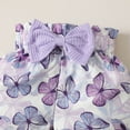 thumbnail image 5 of Mercatoo Baby Girl Clothes Toddler Summer Outfits Set Puff Sleeve Romper and Floral Butterfly Shorts with Headband 3Pcs Suit, 5 of 9