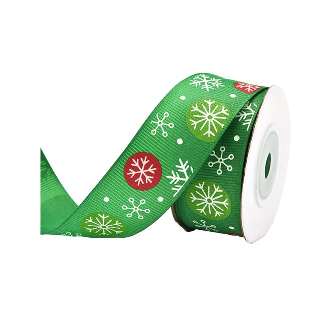 Flmtop 1 Rouleau Thème Emballage Ruban Motif Flocon de Neige Polyester Cadeau de Mariage Ruban Fête Décor