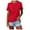 Red, variant on LUOGENLI Female T-shirts for Womens Women's Solid Color Crew Neck Loose Casual Short Sleeve T Shirt Tee T-shirts Womens Big and Tall Valentines 4xlt Womens T-shirts Graphic Tees Easter Light Blue XXL