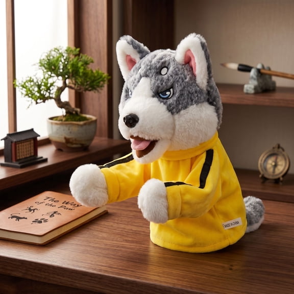 Kung Fu Husky Hand Puppet, Interactive Boxing Plush Puppet, Soft and Washable, Funny Gifts for Small Dogs and Cats to Play with, Boxing Puppet for Halloween Christmas Gifts