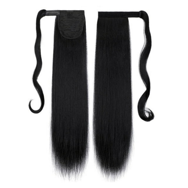 Pinzas para el cabello para alargar la cola de caballo Clip en cola de caballo recta larga Clips para alargar la cola de caballo Clip en el estilo de los años 90 Retro Flip Ponytail Clips de peluca sintética recta