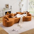 thumbnail image 5 of Timbernest 110" Curved Modular Sectional Sofa, 4 Seater Chenille Sleeper Couch for Living Room, Apartment, Orange, 5 of 10