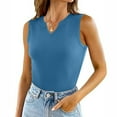 thumbnail image 2 of Patlollav Tank Top for Women Under $10.00, Basic Tops for Women Solid Ribbed Fitted Tank Top 2024 V Neck Curved Hem Sleeveless Shirts, 2 of 6