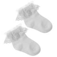 thumbnail image 4 of SPRING PARK 1 Pair Cute Newborn Baby Girl Solid Color Breathable Cotton Elastic Princess Lace Short Socks, 4 of 4