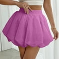 thumbnail image 2 of LNWUY Women's High Waisted Ruffle Flare Hem Skirt Flowy Lined Mini Skirt Sweet Lantern Short Skirt Pink S, 2 of 9