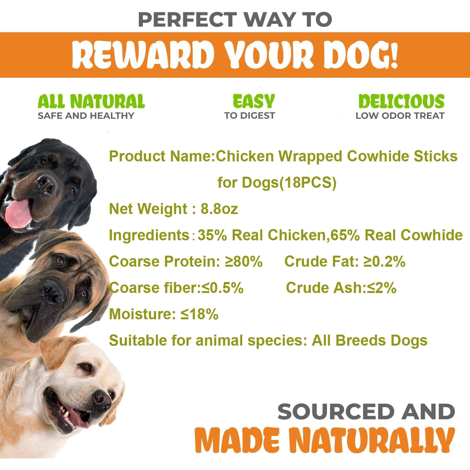 KITTYAMIGO 36PCS Premium Chicken Wrapped Cowhide Teething Treats for Dogs - Natural Grain-Free Dental Chews for Puppies and Adult Dogs, Perfect Training Reward & Oral Care Chew Sticks