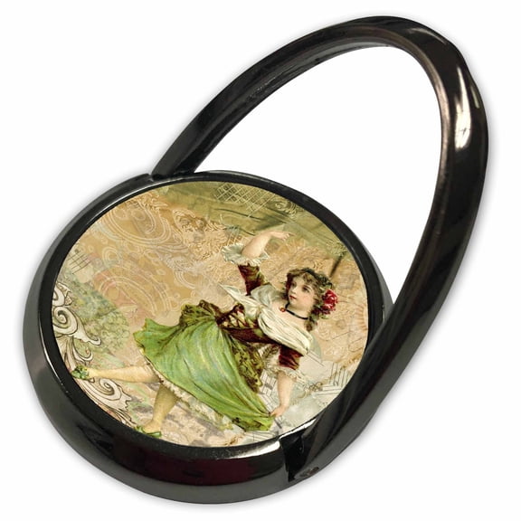 3dRose, Image of Vintage Style Irish Fairy With Scrolly Background, Phone Ring
