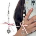 thumbnail image 2 of LICEWO Dance Shoe Ribbon Phone Charm Keychain Elegant Bowknot Heart Pendant Keyring, 2 of 11
