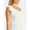 thumbnail image 5 of Time and Tru Women's Pintuck Sweetheart Top with Flutter Sleeves, Sizes XS-XXXL, 5 of 6