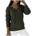 thumbnail image 2 of 2025 Ladies Autumn and Winter Packs of Sweaters for Women Long Sleeve Solid Color Light Sweater for Women V Neck Slim Fit Oversized Sweater for Women Fall Twist Knitted Pullover Sweater, 2 of 9