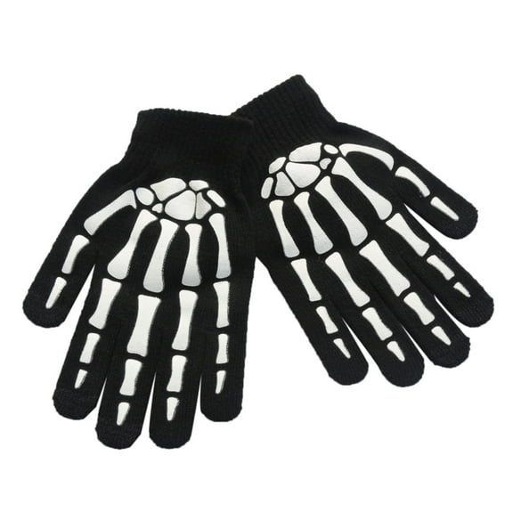 Sinyiin Winter Knit Cosplay Gloves Party Props Skeleton Ghost Bone Mittens Hand Warmer