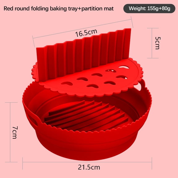 Silicone Air Fryer Pot Basket Plate Chicken Air Fryer Accessories Round Reusable Foldable Bpa Free Airfryer Baking Molds