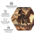 thumbnail image 3 of Lsque Western Skeleton Cowboy Horse Pattern 4" Drink Coasters Set of 4, PVC Leather Absorbent Coasters, Table Coaster Set Decorative Coffee Cup Coasters Housewarming Gift -Hexagon, 3 of 6